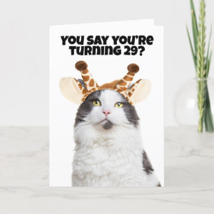 Grattis på födelsedagen Cat Giraffe Birthday Age L Helgkort