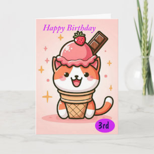 Grattis på födelsedagen Cat i Cone Kort
