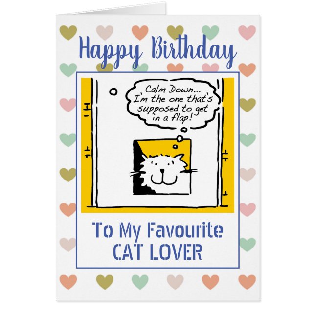 Grattis på födelsedagen Cat Lover Hälsningskort (Framsidan)