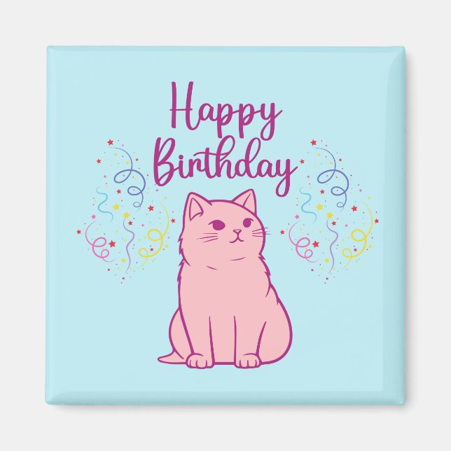Grattis på födelsedagen Cat Magnet (Framsidan)