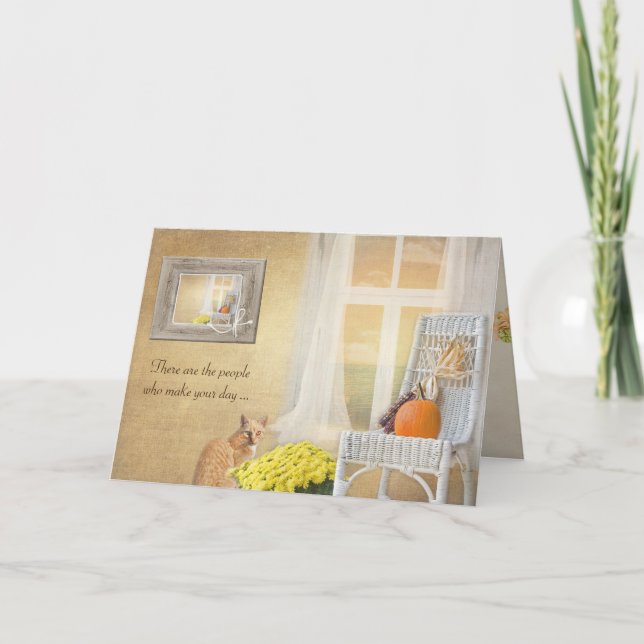 grattis på födelsedagen-cat med höstpumpa och föns kort (Framsida)