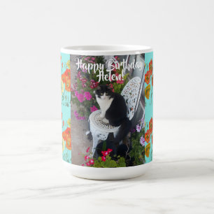 Grattis på födelsedagen Cat Orange Poppy Womans Na Kaffemugg