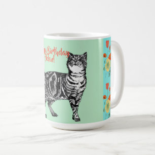 Grattis på födelsedagen Cat Orange Poppy Womans Na Kaffemugg