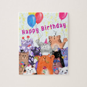 Grattis på födelsedagen Cats Puzzle Pussel
