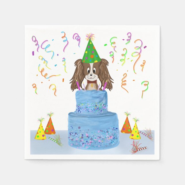Grattis på födelsedagen Cavalier King Charles-tårt Pappersservett (Framsidan)