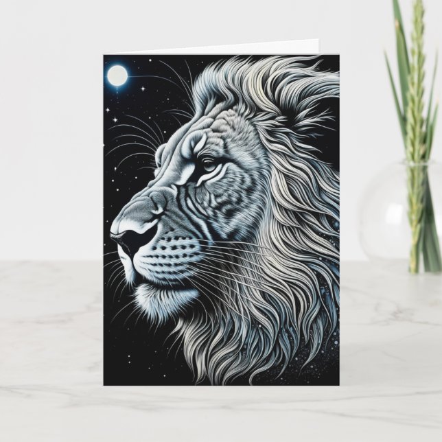Grattis på födelsedagen Celestial Lejon Ai Art Kort (Framsida)