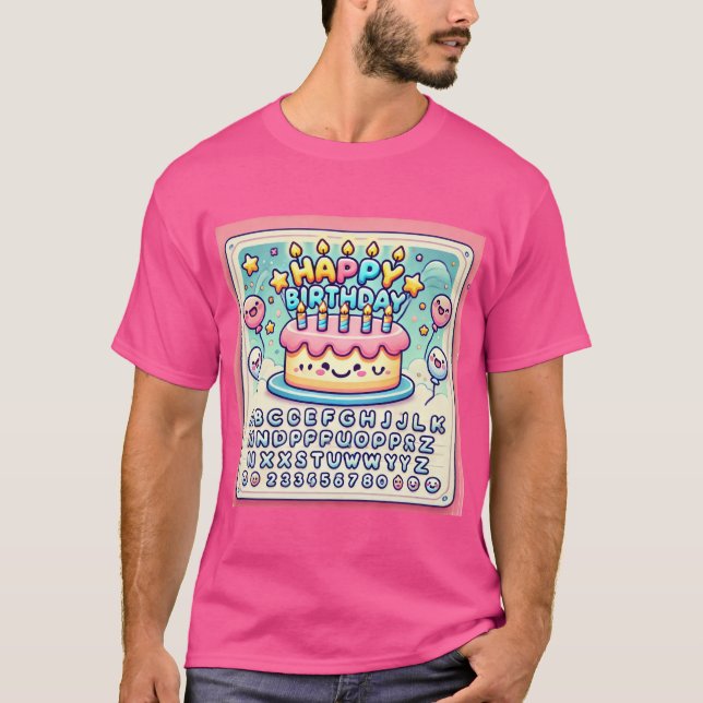 Grattis på födelsedagen Cheerful Cake Delight T Shirt (Framsida)