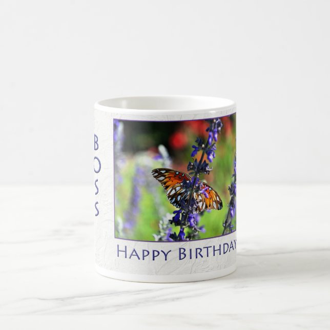 Grattis på födelsedagen Chef Blommigt Butterfly Kaffemugg (Center)