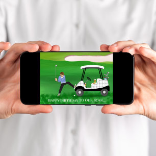 Grattis på födelsedagen Chef - Golfer i en besvärl Kort
