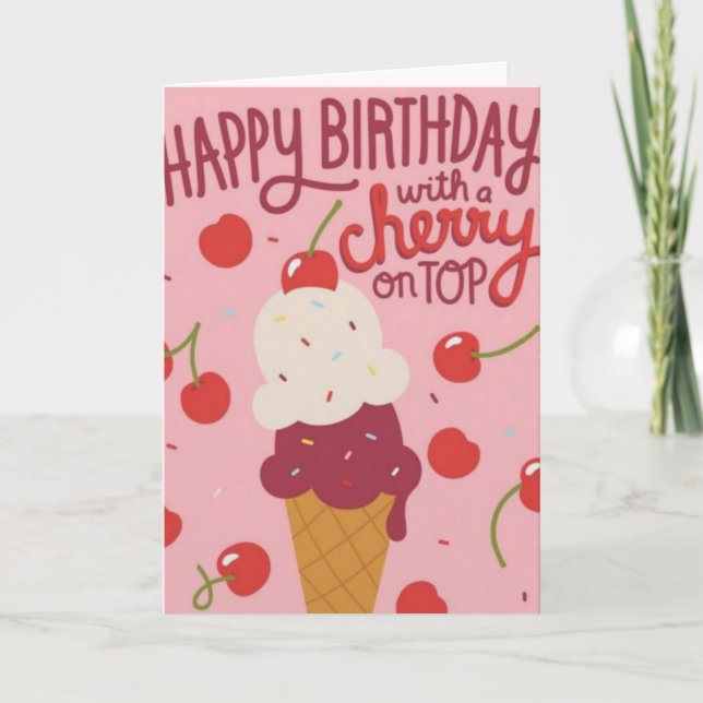 Grattis på födelsedagen Cherry on Top  Kort (Framsida)