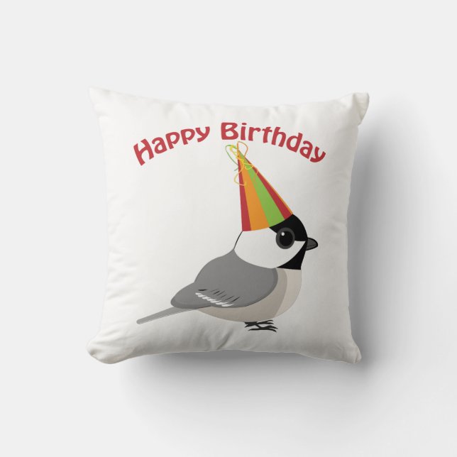 Grattis på födelsedagen Chickadee Kudde (Framsida)