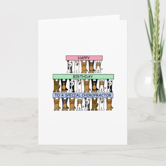 Grattis på födelsedagen Chiropractor Tecknad hund Kort (Framsida)