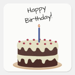 Grattis på födelsedagen Chocolate och Vanilla Cake Fyrkantigt Klistermärke