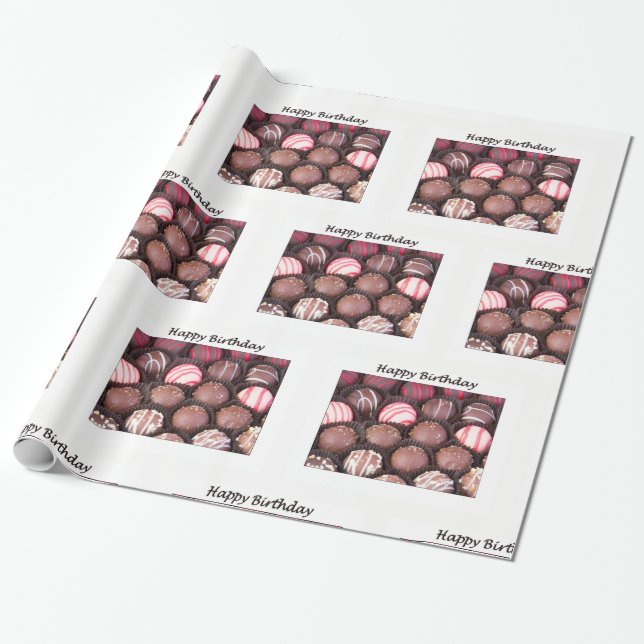 Grattis på födelsedagen Chokladtrufflar Presentpap Presentpapper (Utrullad)