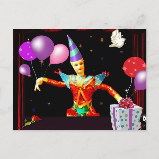 grattis på födelsedagen clown1 vykort (Framsida)