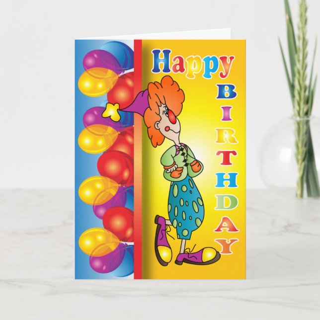 Grattis på födelsedagen Clown Kort (Framsida)
