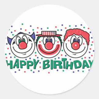 Grattis på födelsedagen Clowns Runt Klistermärke