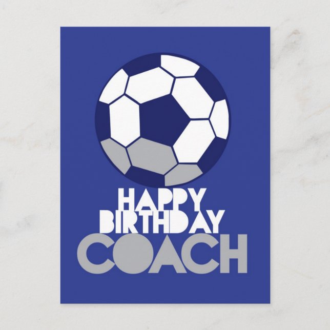 Grattis på födelsedagen COACH med fotboll Vykort (Framsida)
