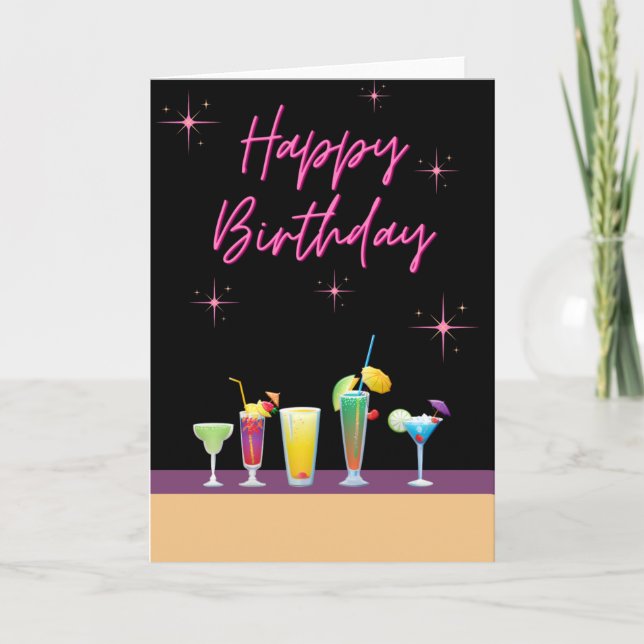 Grattis på födelsedagen - Cocktails Kort (Framsida)