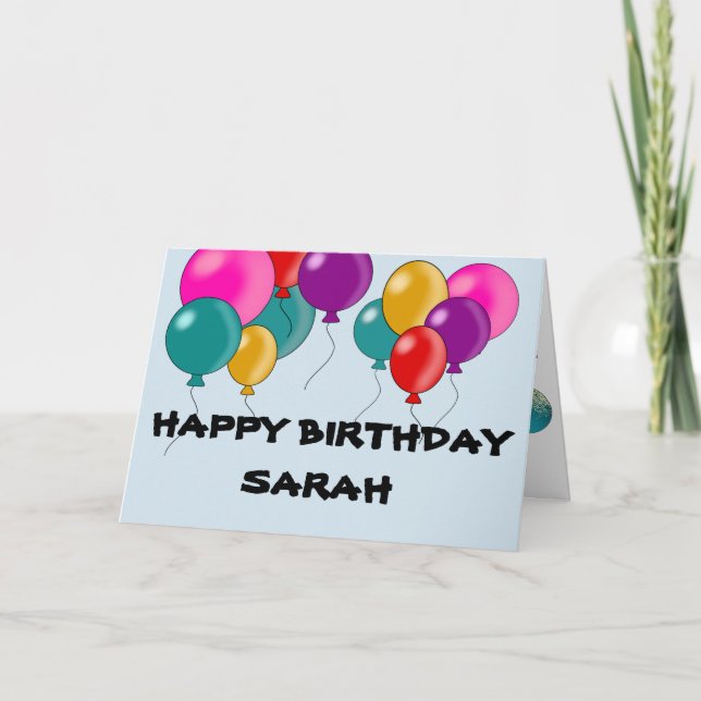 Grattis på födelsedagen Colorful Balloons Personal Helgkort (Framsida)