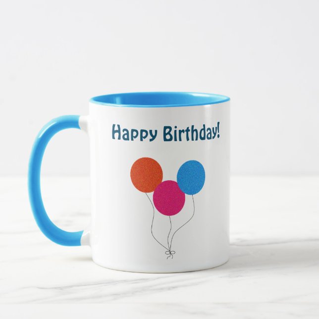 Grattis på födelsedagen Colorful Balloons Tecknad Mugg (Vänster)