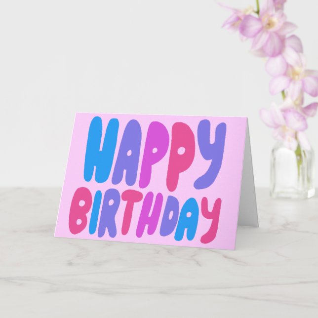 GRATTIS PÅ FÖDELSEDAGEN Colorful Bubble Brev ANPAS Kort (Orkide)