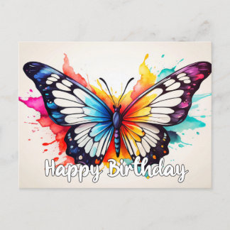 Grattis på födelsedagen Colorful Butterfly Waterco Helg Vykort