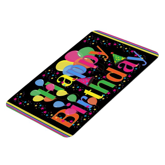 Grattis på födelsedagen Colorful Firande Magnet (Vänstra Sidan)
