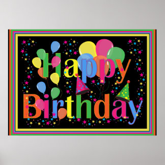 Grattis på födelsedagen Colorful Firande Poster