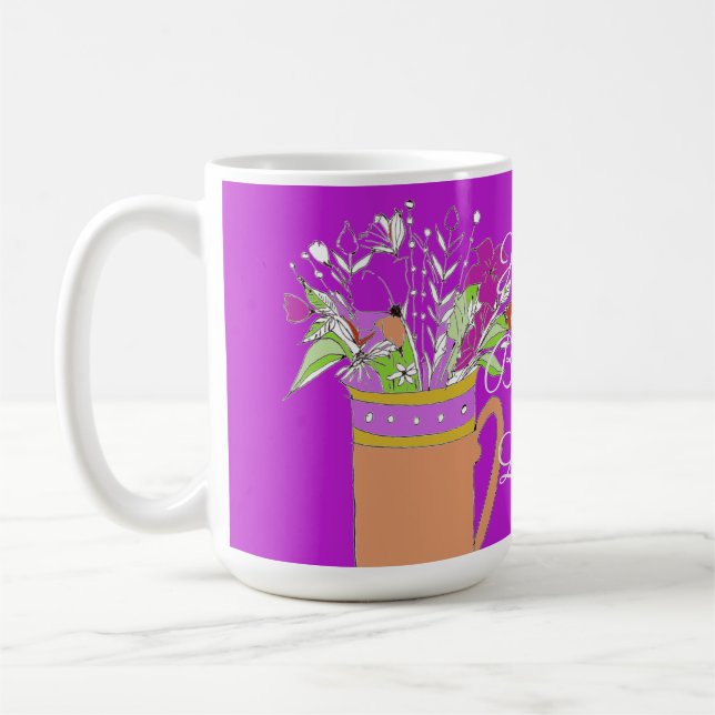 Grattis på födelsedagen Colorful Flowers Kaffemugg (Vänster)