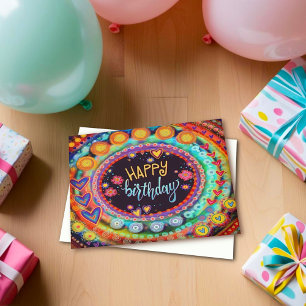Grattis på födelsedagen Colorful Hearts Modern Rol Kort
