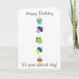 Grattis på födelsedagen Colorful Muffins Kort