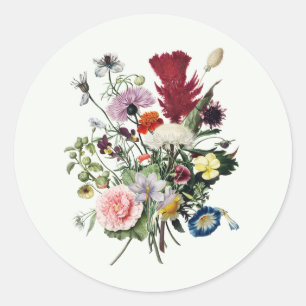 Grattis på födelsedagen Colorful Vintage Wildblomm Runt Klistermärke