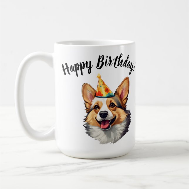 Grattis på födelsedagen cone Corgi Kaffemugg (Vänster)