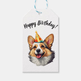 Grattis på födelsedagen cone Corgi Presentetikett