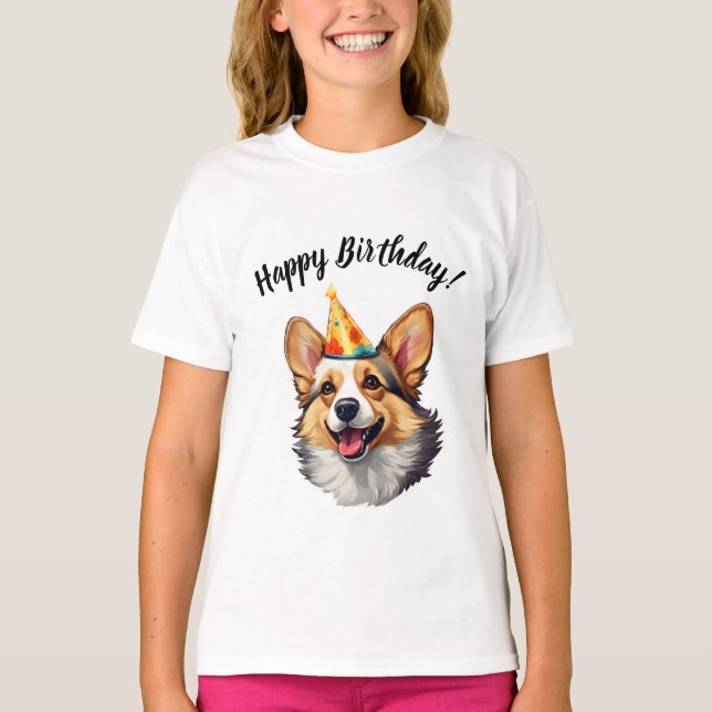 Grattis på födelsedagen cone Corgi T Shirt (Framsida)