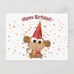 Grattis på födelsedagen Confetti Monkey Vykort