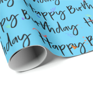 Grattis på födelsedagen Confetti på Aqua Presentpapper
