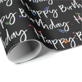 Grattis på födelsedagen Confetti på Black Presentpapper