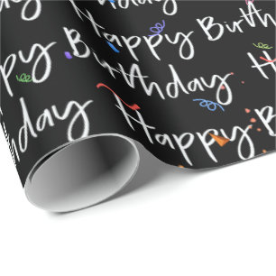 Grattis på födelsedagen Confetti på Black Presentpapper