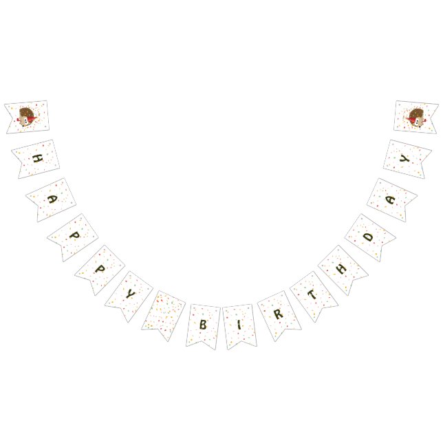 Grattis på födelsedagen Confetti Party Hedgehog Vimplar (Alla)