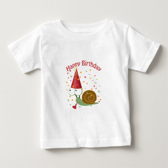 Grattis på födelsedagen! Confetti Snigel Tee Shirt (Framsida)