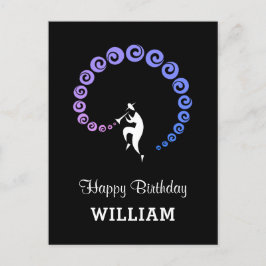 Grattis på födelsedagen Coola Jazz Musician Blue L Vykort