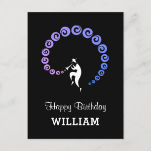 Grattis på födelsedagen Coola Jazz Musician Blue L Vykort