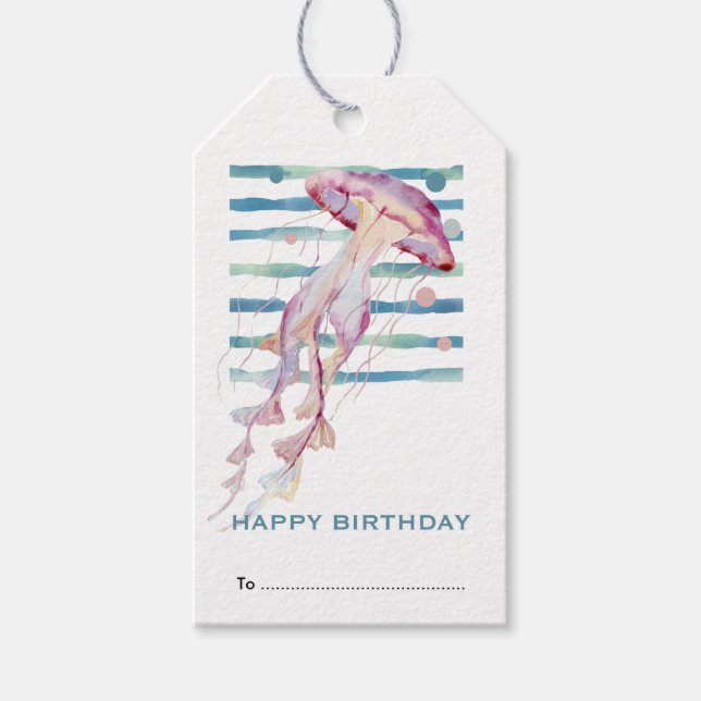 Grattis på födelsedagen, Coola JellyFish Seashore  Presentetikett (Framsidan)