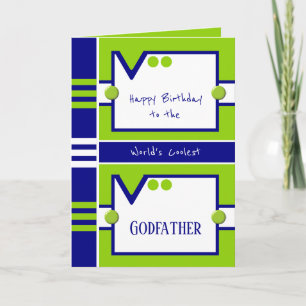 Grattis på födelsedagen Coolest Godfather blue och Kort
