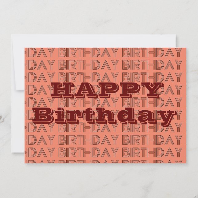Grattis på födelsedagen Coral och Brown geometric  Kort (Framsida)