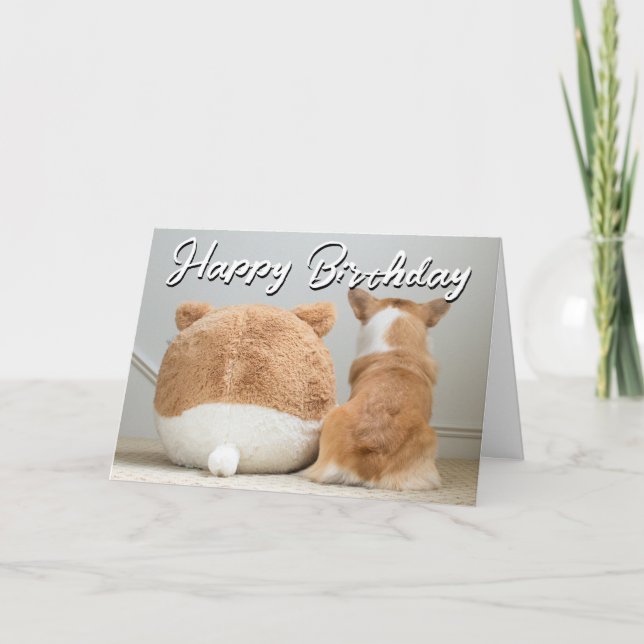 Grattis på födelsedagen | Corgi & Gosedjurshund Kort (Framsida)
