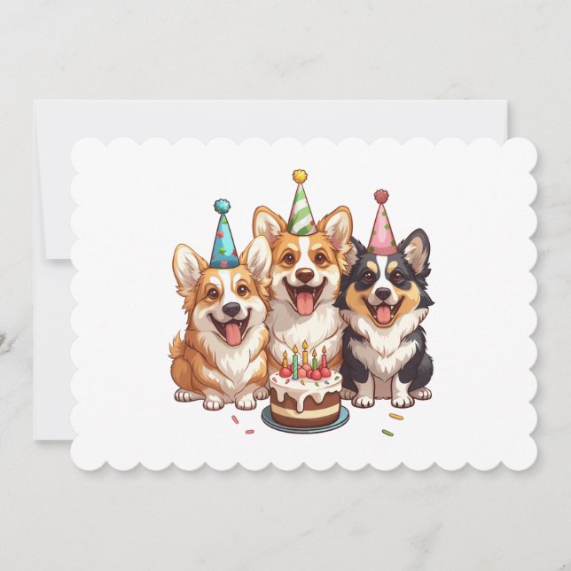 Grattis på födelsedagen Corgi Hundar Inbjudningar (Framsida)