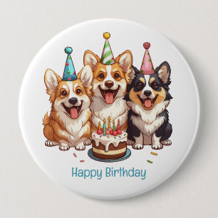 Grattis på födelsedagen Corgi Hundar Knapp